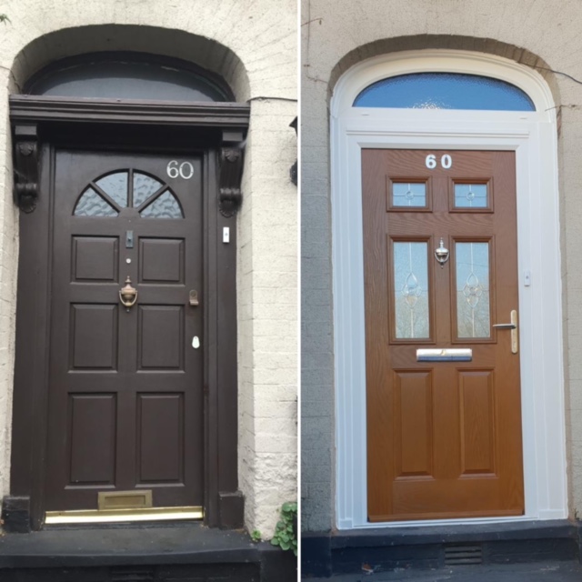Before and after of a composite door upgrade