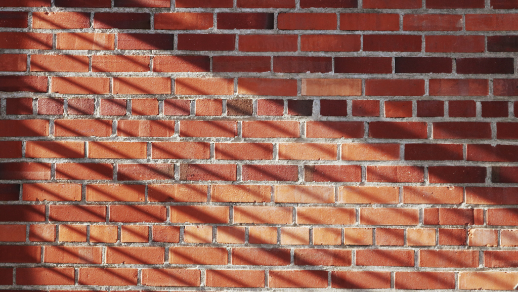 a photograph of a brick wall in the sunshine