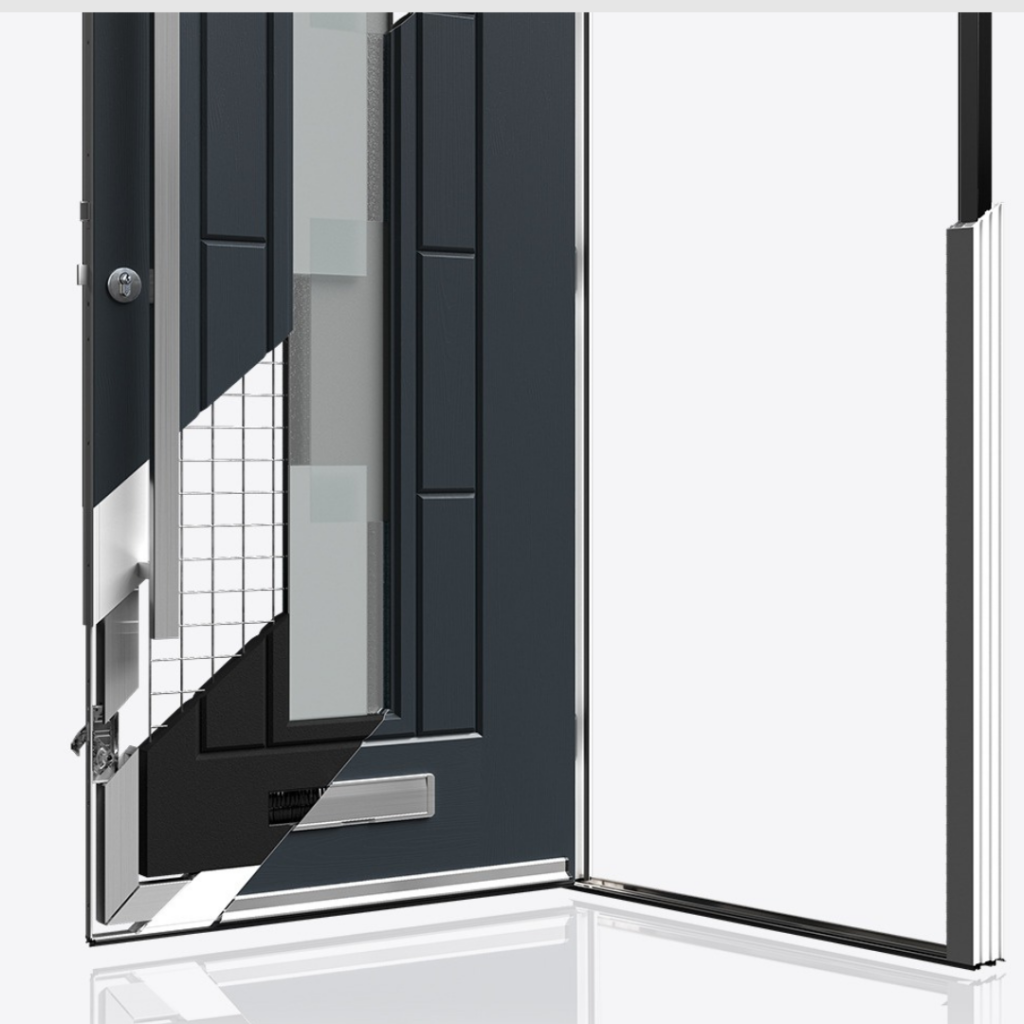 a graphic showing the reinforced frame of a Rockdoor